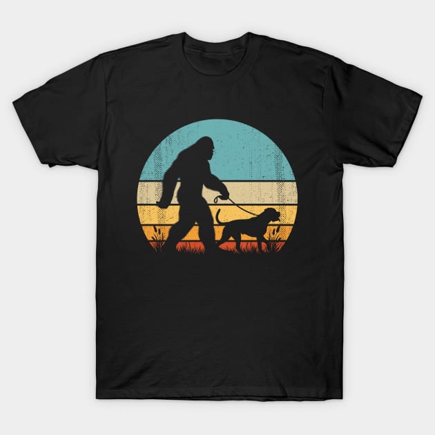 Bigfoot Sasquatch Walking Mastiff Dog Vintage Dog Lover T-Shirt by Cuteness Klub